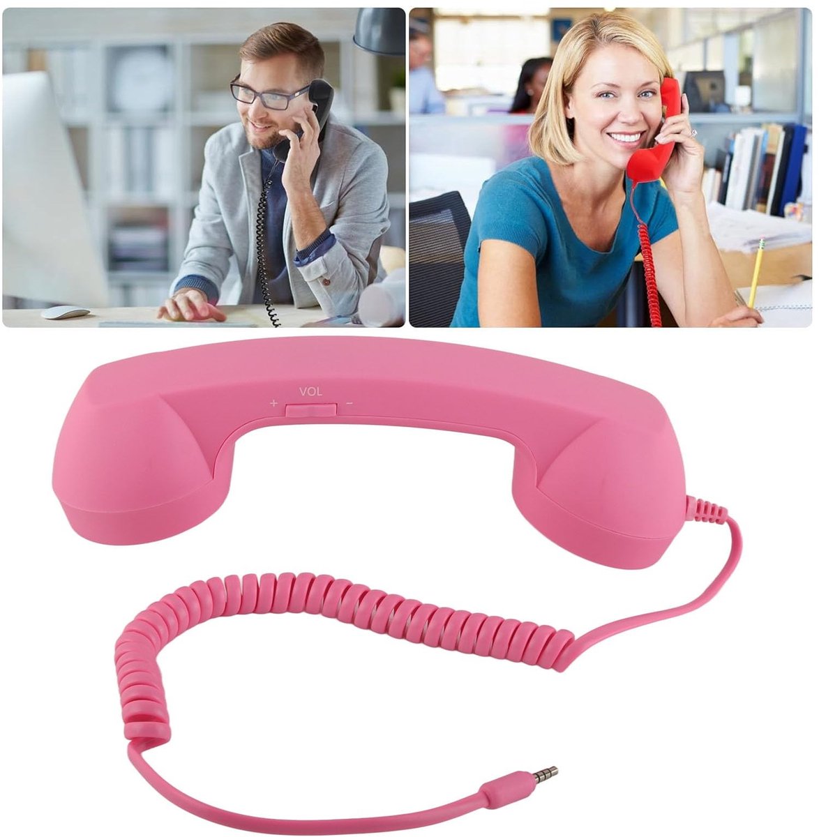 Dailygoods - Dailygoody - Retro Mobiele Telefoonhoorn - Vintage Bedrade Telefoon - Draagbare Laptop-hoofdtelefoon - Rozet - Comfortabel Bellen - Computer-headset -.. thumbnail 3