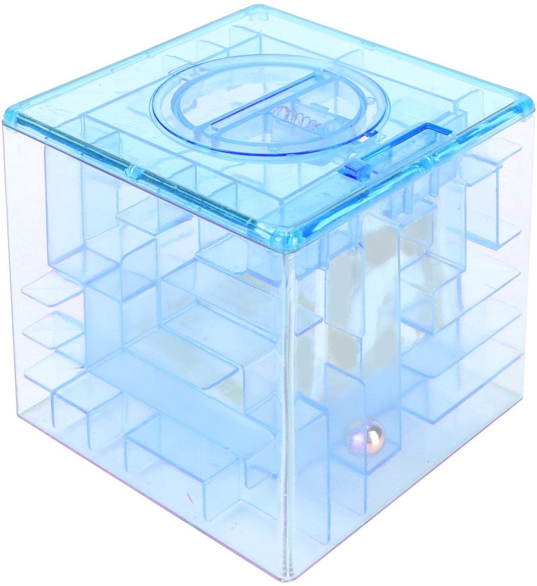 Dailygoods - Dailygoody - Box Maze G Coin Saving Box - Interactieve Spaarpot - Blauw - Educatieve Spel - Geschikt voor Kinderen - 9x9x9 cm
