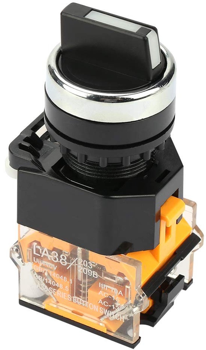 Dailygoods - Dailygoody - Momentary rotary switch - 2-positie schakelaar - Duurzaam en eenvoudig in gebruik - Zwart - Rotary switch - Voor elektromagnetische start