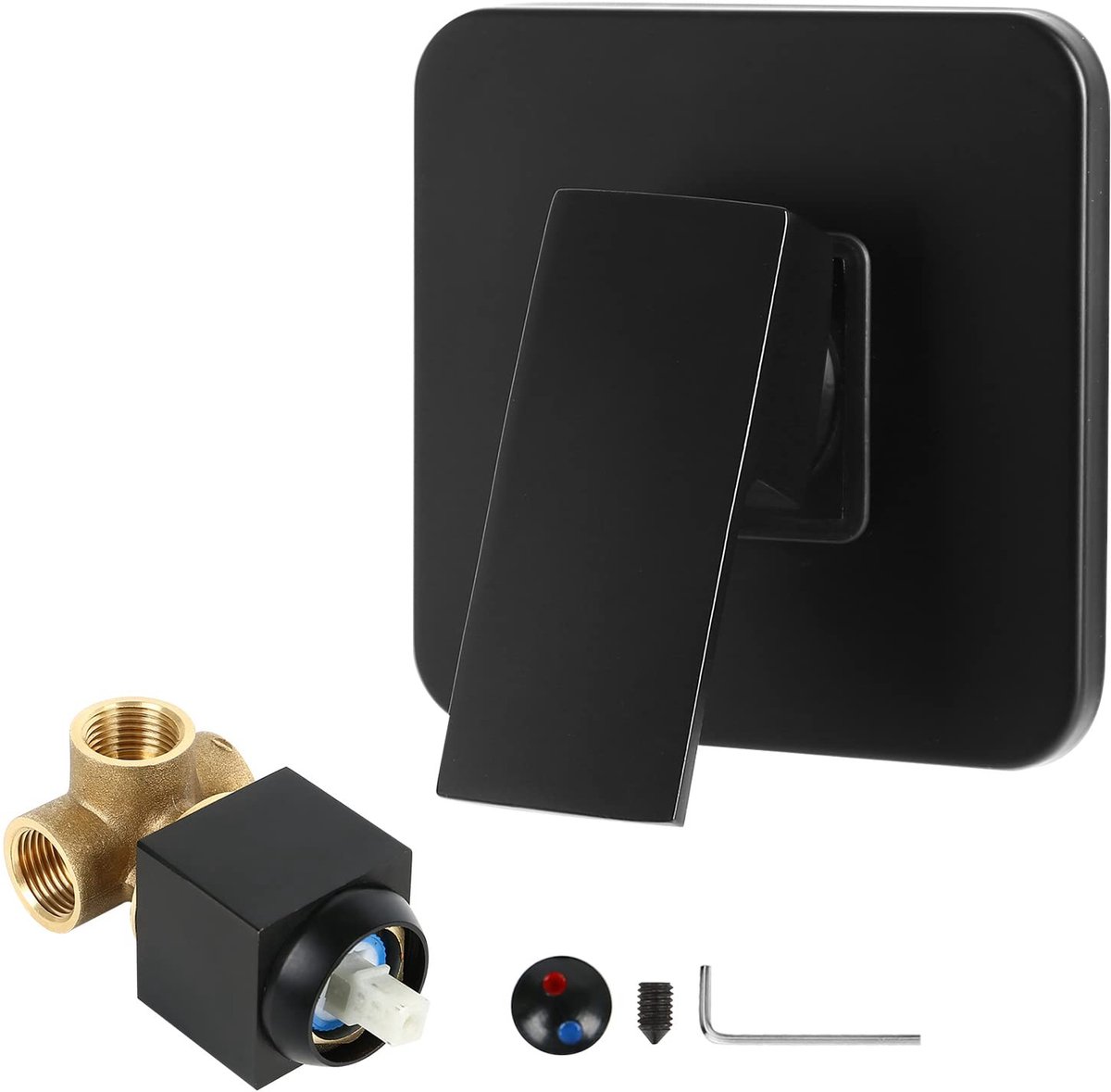 Dailygoods - Dailygoody - Inbouw Douche-armatuur - Eengreepsmengkraan - Mat zwart afwerking - Badkamer - Douchemengkraan - Inclusief montageset - Geschikt voo