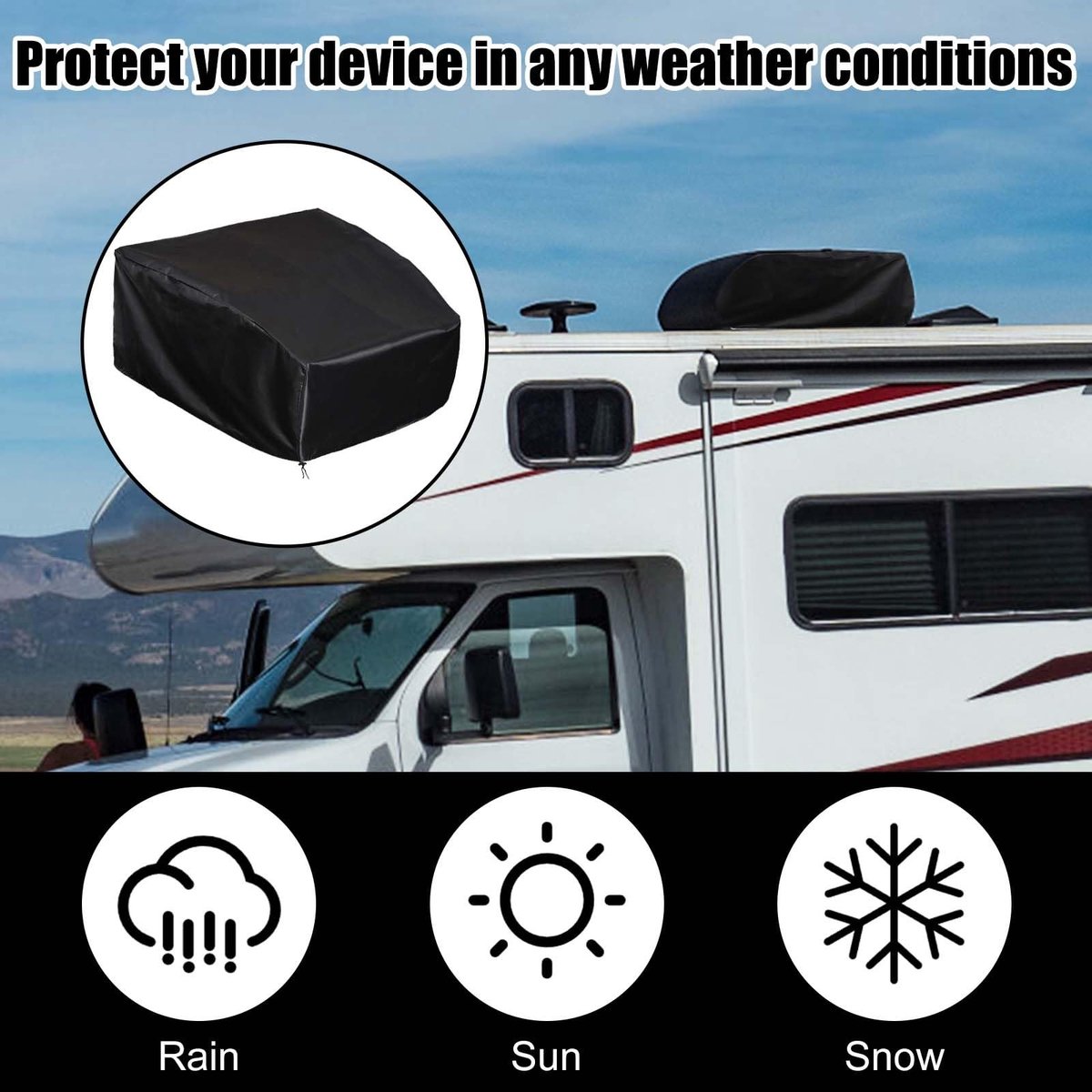 Dailygoody - RV Airconditioner Cover - Beschermhoes - Zwart - Oxford Doek - Winterbescherming - Geschikt voor Camping Auto Dak AC