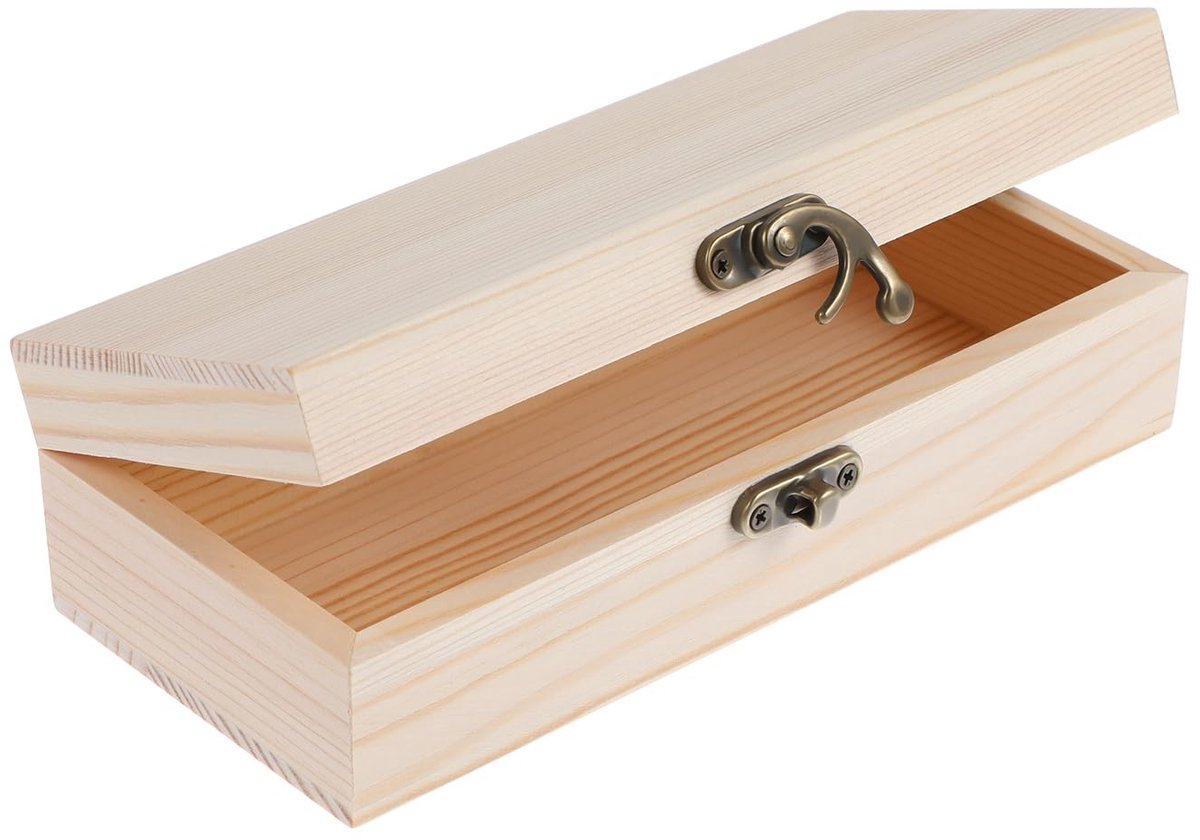 Dailygoody - Houten kist - Do It Yourself - Opslag voor sieraden - Effen dennendoos - Voor kunst en ambachten - 1 pak