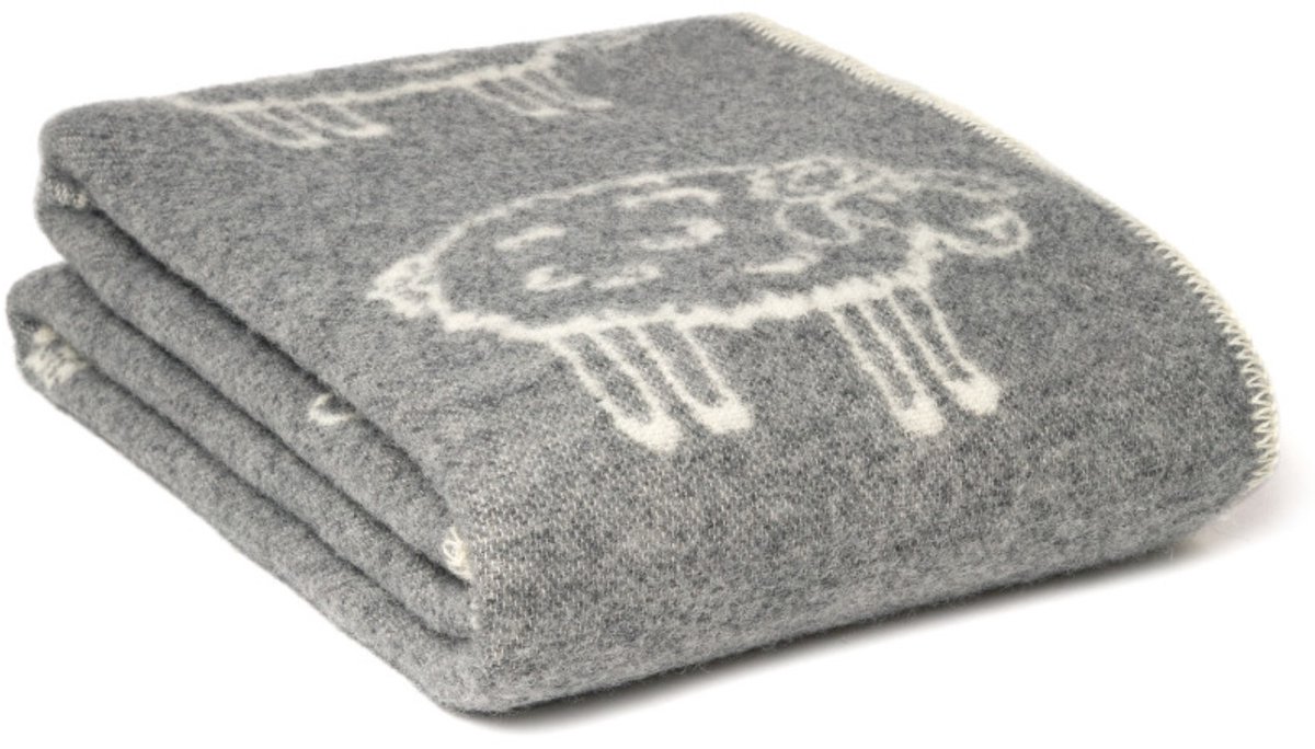 WOOOL® Wollen Babydeken - Little SHEEP (Grijs) - 130x90 - Ledikant