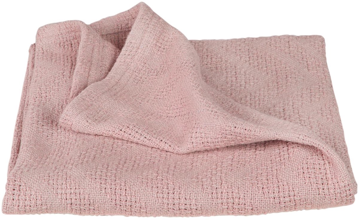 Dailygoody - Organische Deken - Gebreide Look - Roze/Mauve - Biologisch Katoen - Knuffeldeken - Geschikt voor Baby's - 80x80 cm