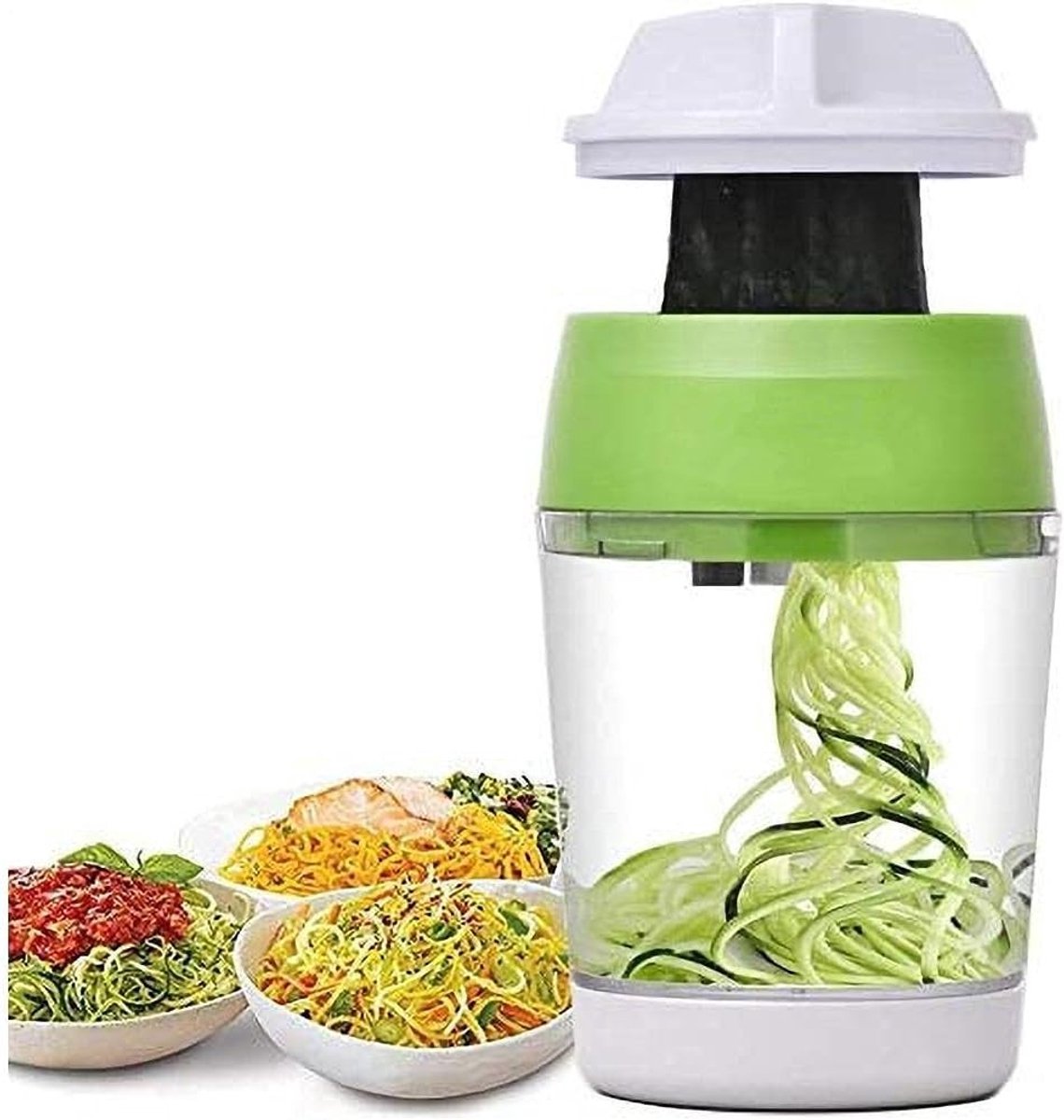Verstelbare 5-in-1 Spiral Groentecutter met Multifunctionele Opslagdoos voor Vers gesneden Groenten, Ideaal voor Gezonde Maaltijden en Koken