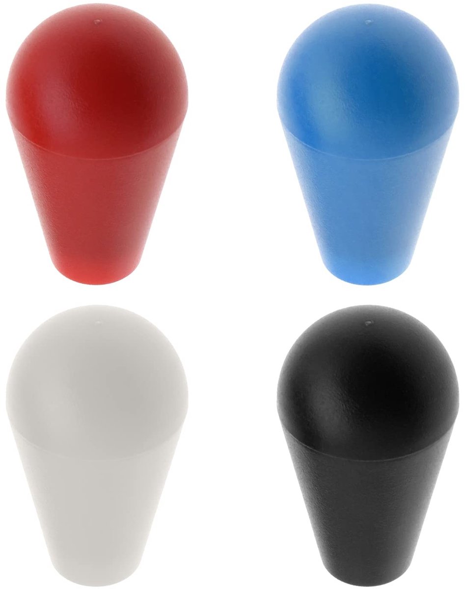 Dailygoods - Dailygoody - Joystick Kop - Arcade Game Accessoires - 4-delige Set - Zwart Rood Wit Blauw - Vervangingsonderdelen - Geschikt voor DIY Projecten