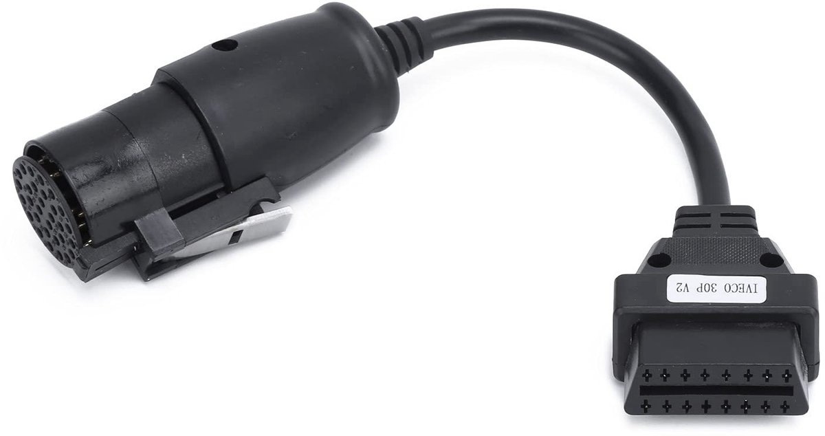 Dailygoods - Dailygoody - Diagnosekabel OBD2 - 30Pin-16Pin - Duurzaam en Slijtvast - Vervangingsadapter - 250mm - Geschikt voor Vrachtwagens - Professioneel Gebruik