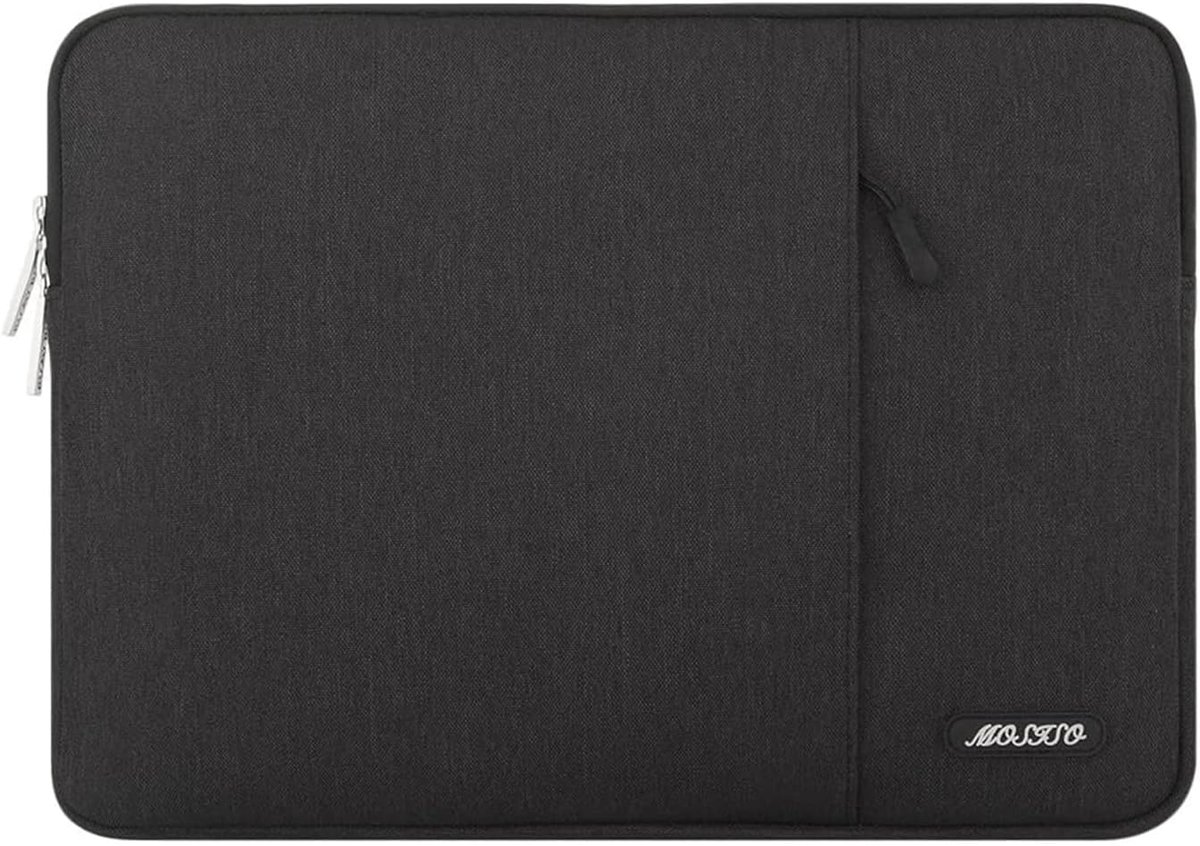Mosiso beschermhoes/etui voor laptop of notebook, van polyester, waterafstotend, verticaal georiënteerde stijl, zwart 13-13,3 inch (33 -33,8 cm)