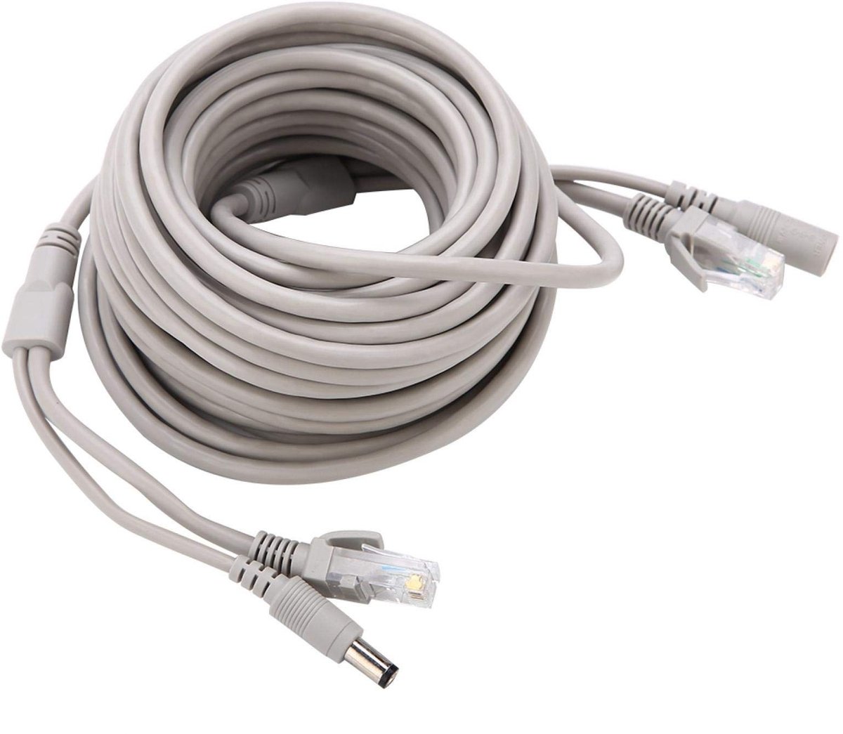 Dailygoods - Dailygoody - Ethernet Kabel 10M - Cat 5 met RJ45 en DC Voedingsconnector voor IP Camera's en NVR-systemen