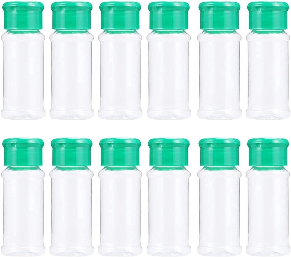 Dailygoods - Dailygoody - Lege Kruidendoosjes - Set van 12 - Ideaal voor Kruiden en Specerijen - Groen - Handige Opbergflessen - Perfect voor Keuken gebruik - 100 ..