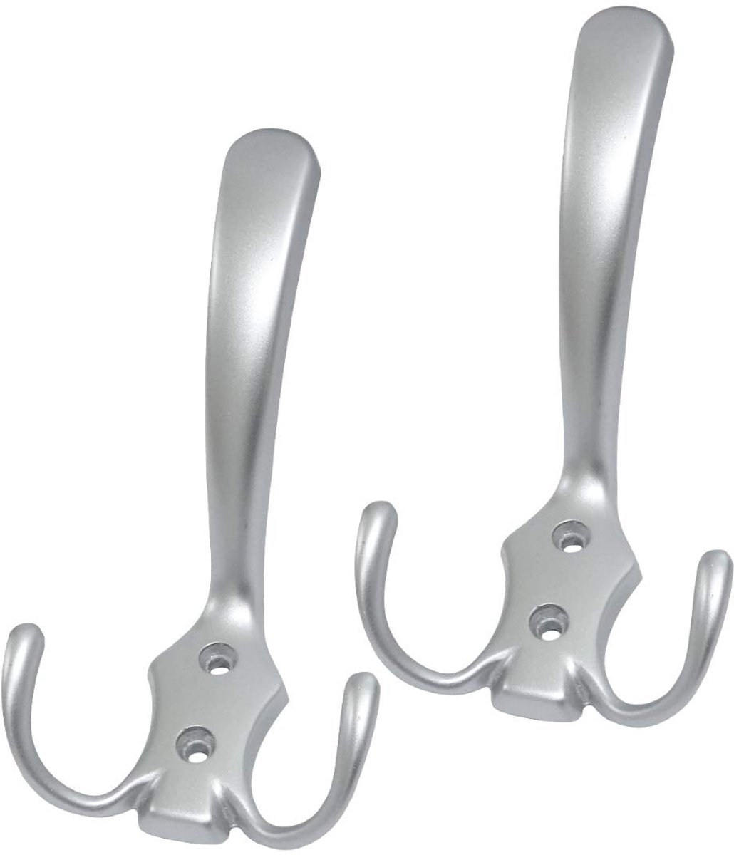 Dailygoods - Wandhaken Set van 2, Metalen Kapstokhaken, Mat Zilver