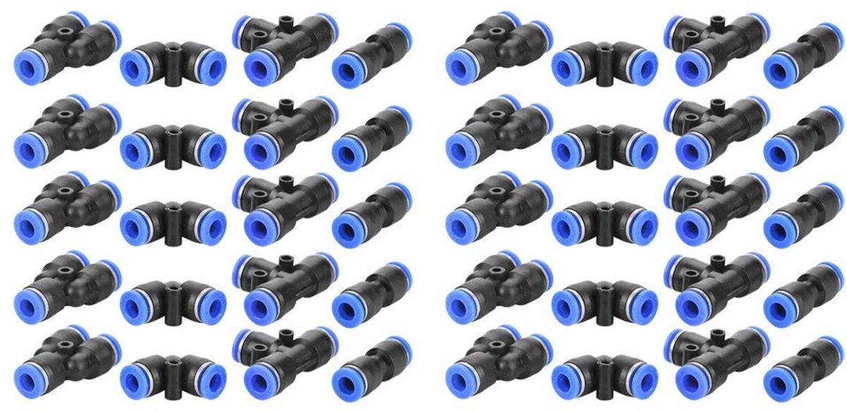 Dailygoods - Dailygoody - Pneumatische Snelkoppelingen - 40 Stuks - Voor Compressie Gereedschap - 6 mm - Duurzaam en Betrouwbaar - Eenvoudige Montage - Geschikt vo...