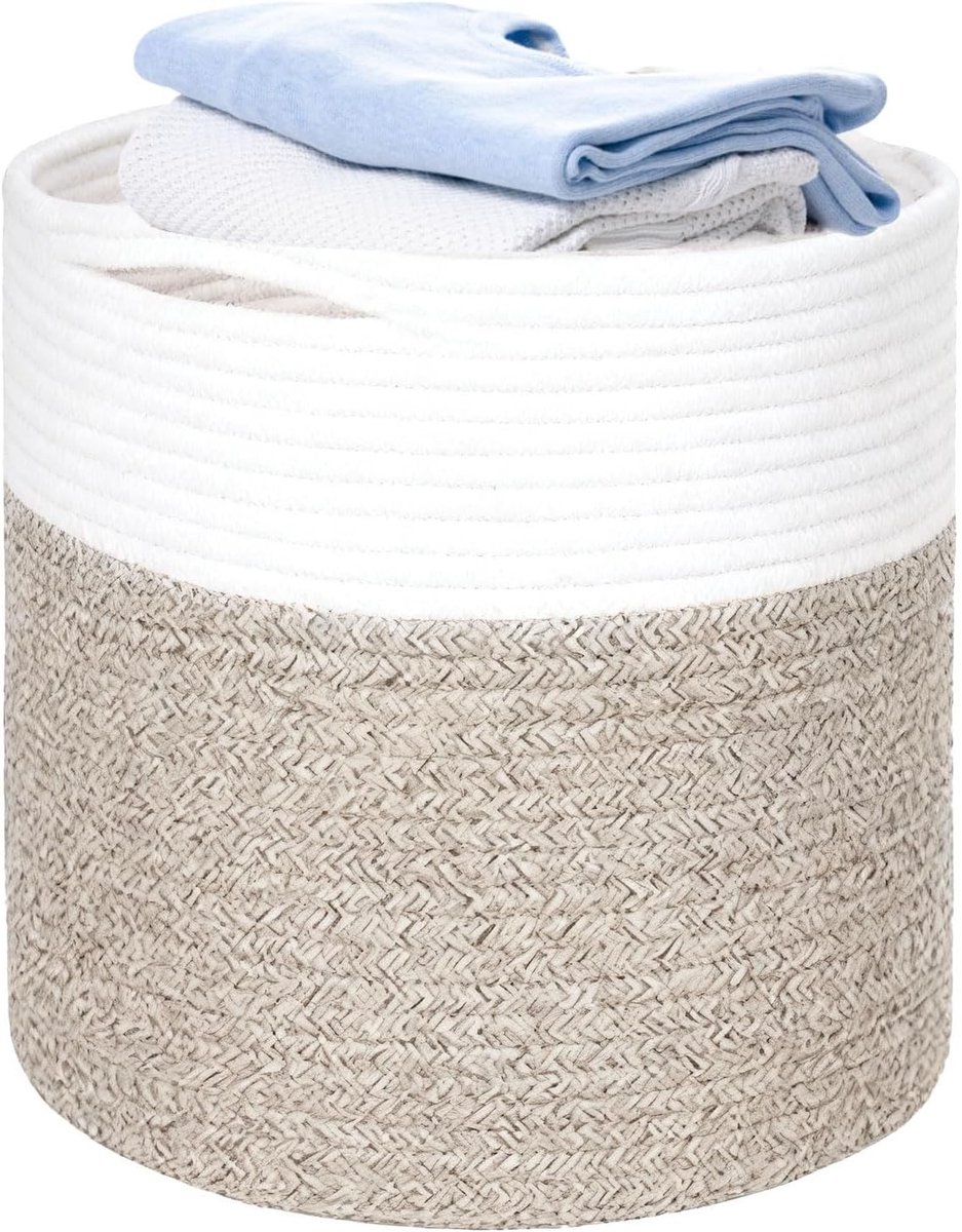 Decoratieve Opbergmand van Katoen voor Woonkamer, Speelgoed, Handdoeken en Kleding - 30x30cm Woven Blanket Basket voor Orde en Opslag
