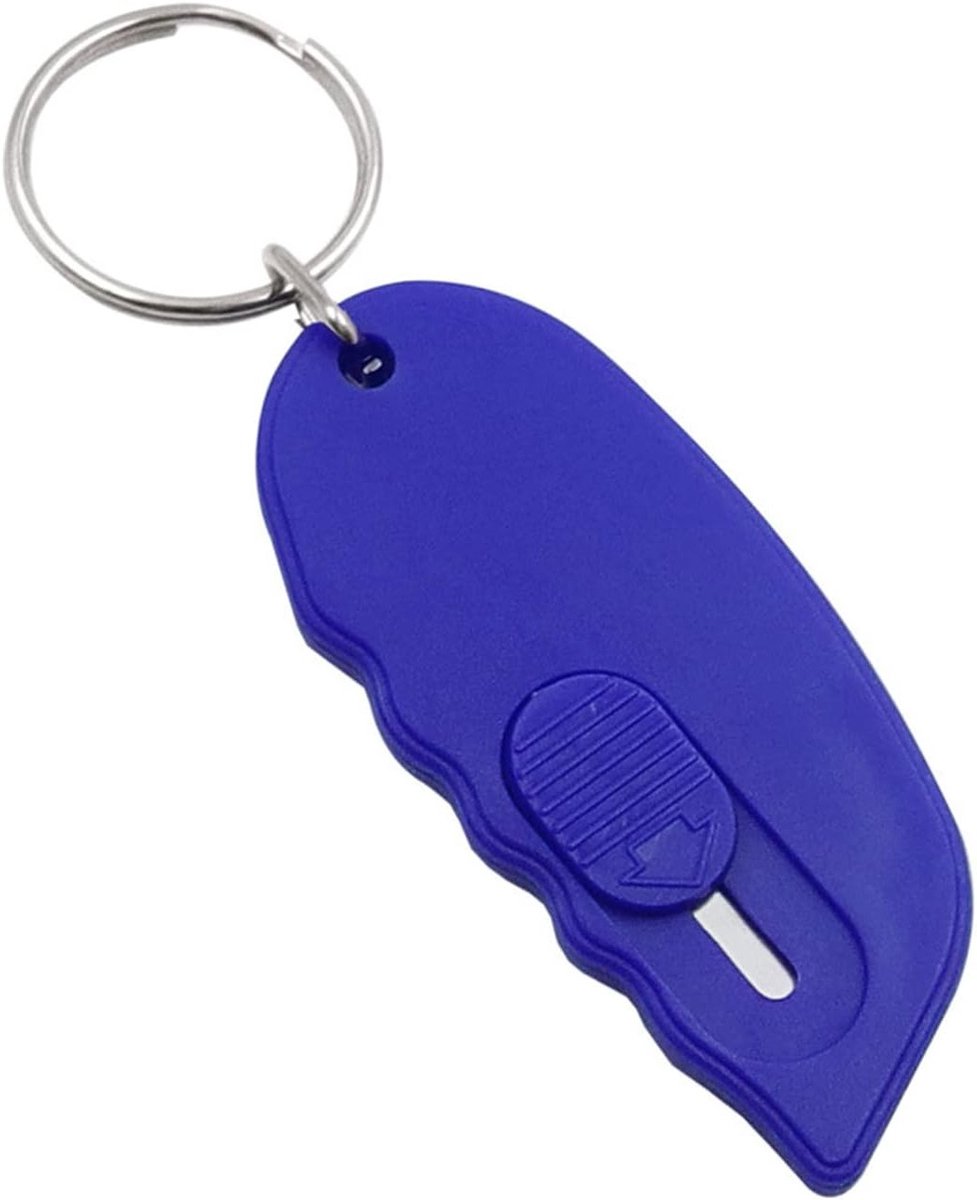 Compacte Doosopener met Veiligheidsmes - Mini Snijblad voor Eenvoudig Verpakken en Ontpakken - 1 stuk Blauw