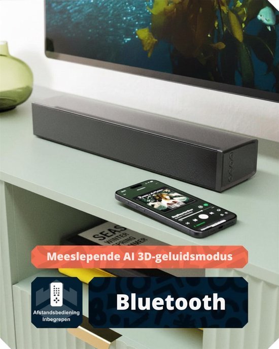 SNJY® Soundbar - TV Speaker - Home Cinema - Gaming Soundbar - 60W - Zwart van SNJY — afbeelding 4
