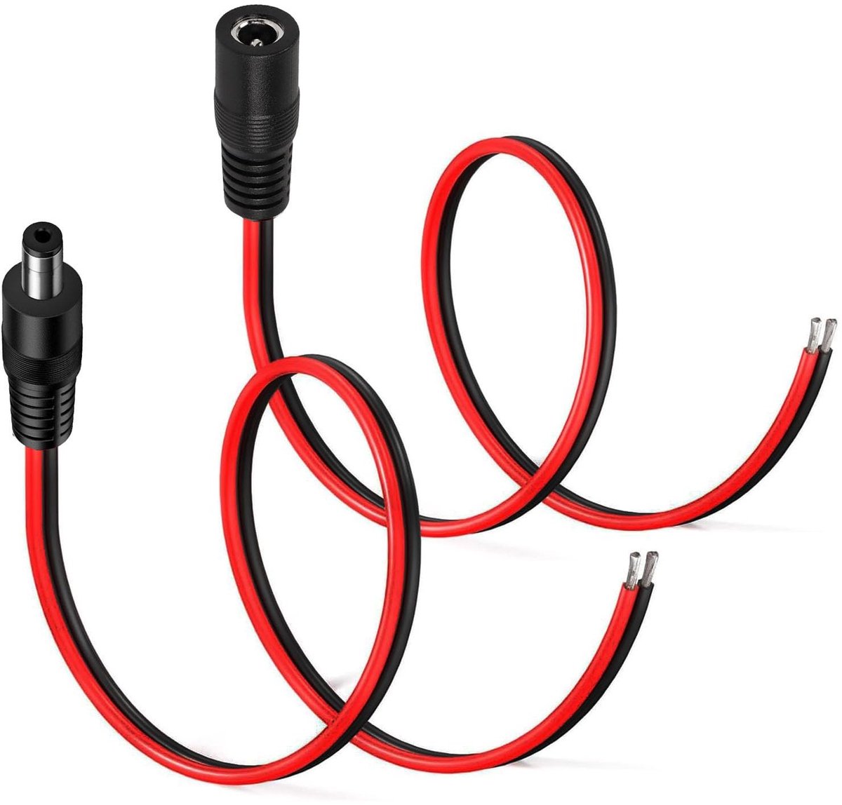 Dailygoods - 2 Stuks DC Power Pigtail Kabel 5,5 x 2,5 mm voor Camera en LED-systemen