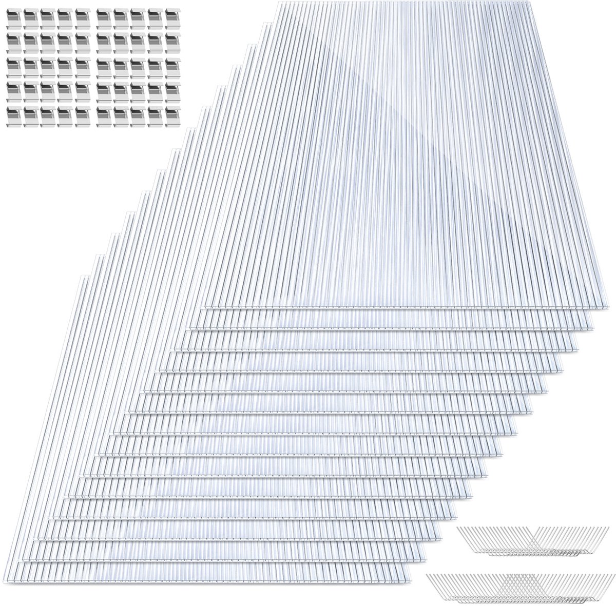 28x polycarbonaat holle platen (20,5 m²) UV-bestendige kasplaten (605 × 1210 × 4 mm). Geschikt voor kassen, carports en modelbouw