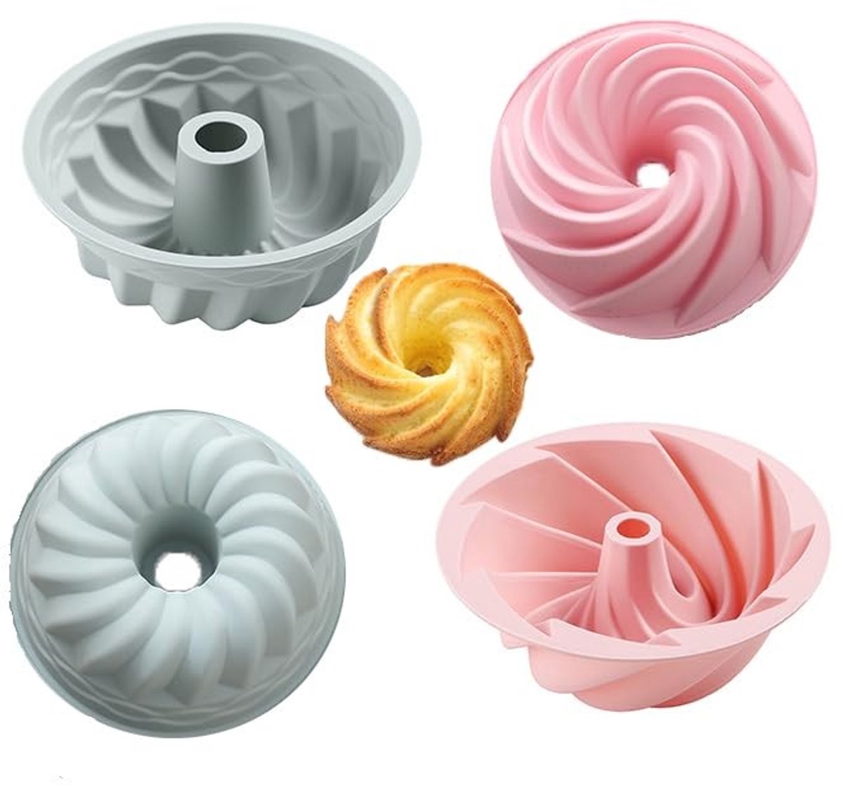 Dailygoods - Dailygoody - Cakevormen - Siliconen Mallen - Anti-stick - Blauw en Roze - Voor Muffins en Taarten - Set van 2