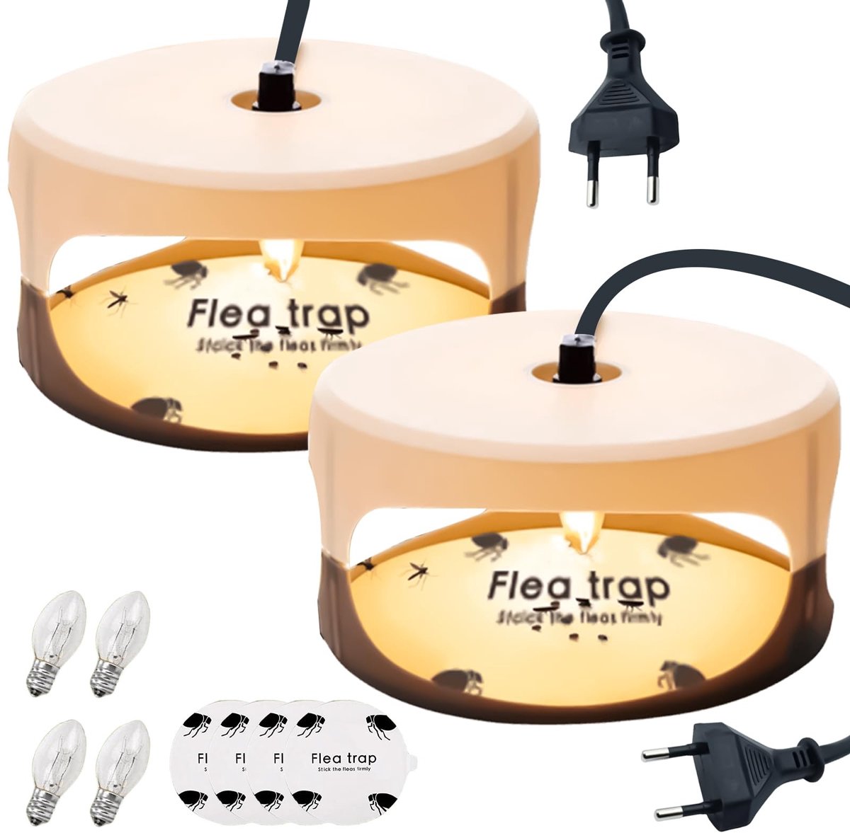 Dailygoods - Dailygoody - Vlooienval - Vlooienvanger met gloeilamp - Effectieve bescherming - Ronde vorm - Vlooienbestrijding - Geschikt voor slaapkamer en woonkam