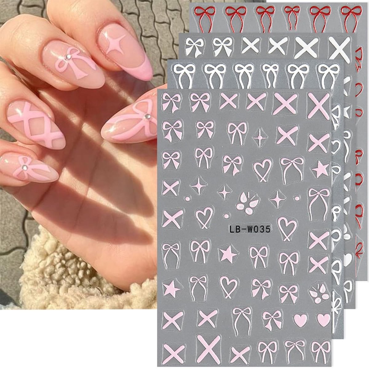 Dailygoods - Dailygoody - Nagelstickers - Vlindervorm - Unieke decoratie - Roze - Nail art stickers - Voor nagelkunst - Set van 4 vellen