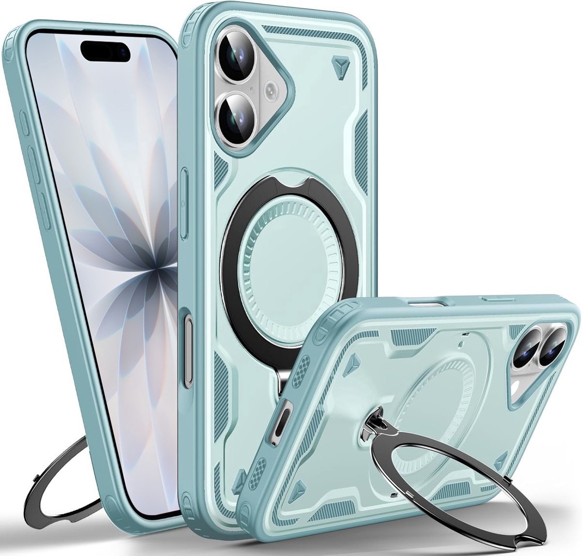 Hoesje Geschikt voor iPhone 17 - Armor hoes met Ringhouder - Arara backcover - Lake Blauw