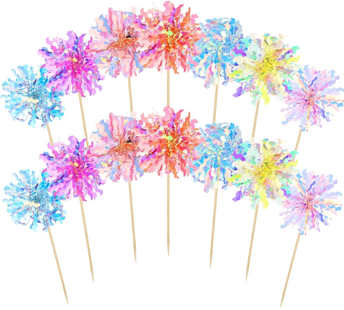 Dailygoods - 14 Stuks Happy Birthday Taarttoppers met Folie Vuurwerk