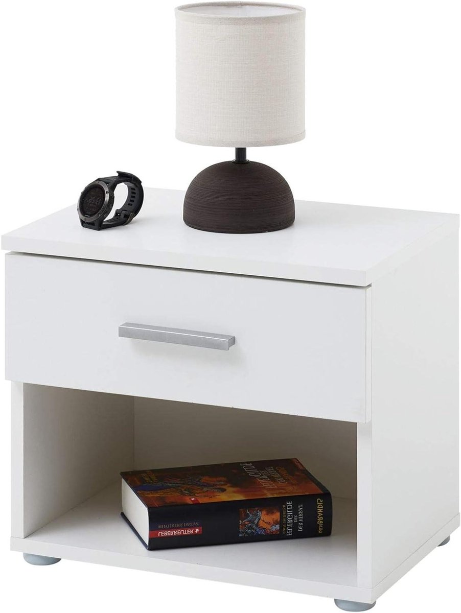 Nachtkastje - Nachttafel - Slaapkamer Opbergen - Met Lade en Open Vak - 42x38x30 cm - Wit Mat
