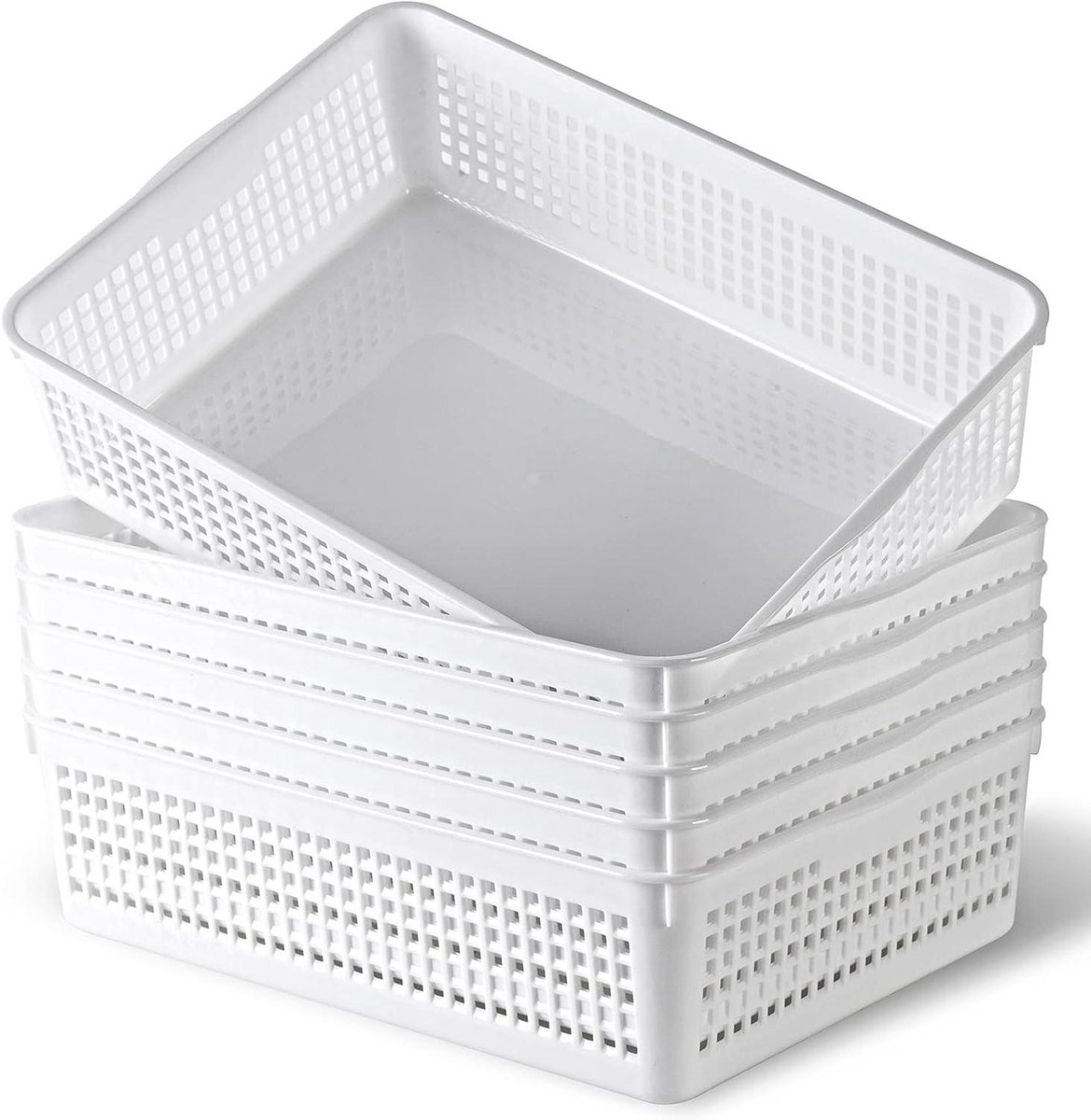 Opbergmand A4 - Organizer Mand - Bureau Organisatie - Set van 6 - 34x25x9.5 cm - Wit