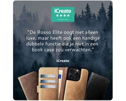 Rosso Elite Hoes Geschikt voor Samsung Galaxy Tab S10 Ultra / S9 Ultra - 2-in-1 Echt Leer Book Case en Back Cover - Magnetisch Uitneembaar Hoesje - Beschermhoes Zwart