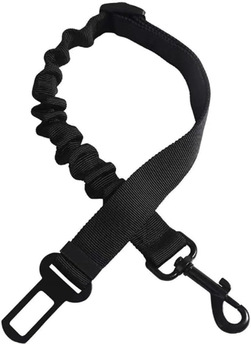 2 Stuks Hondengordels voor de Auto - Elastisch & Schokabsorberend - Verstelbaar - Veiligheid voor Uw Hond - Zwart Nylon