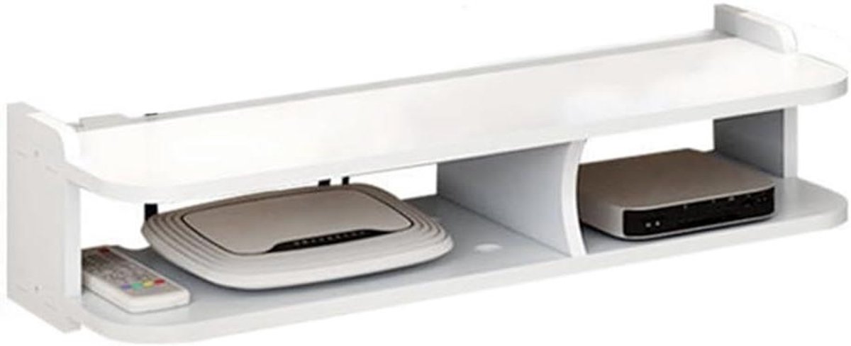 Wandrek Media - Opbergplank TV - Multimediaspelers Organiseren - Punschvrije Installatie - 50cm Breed - Wit