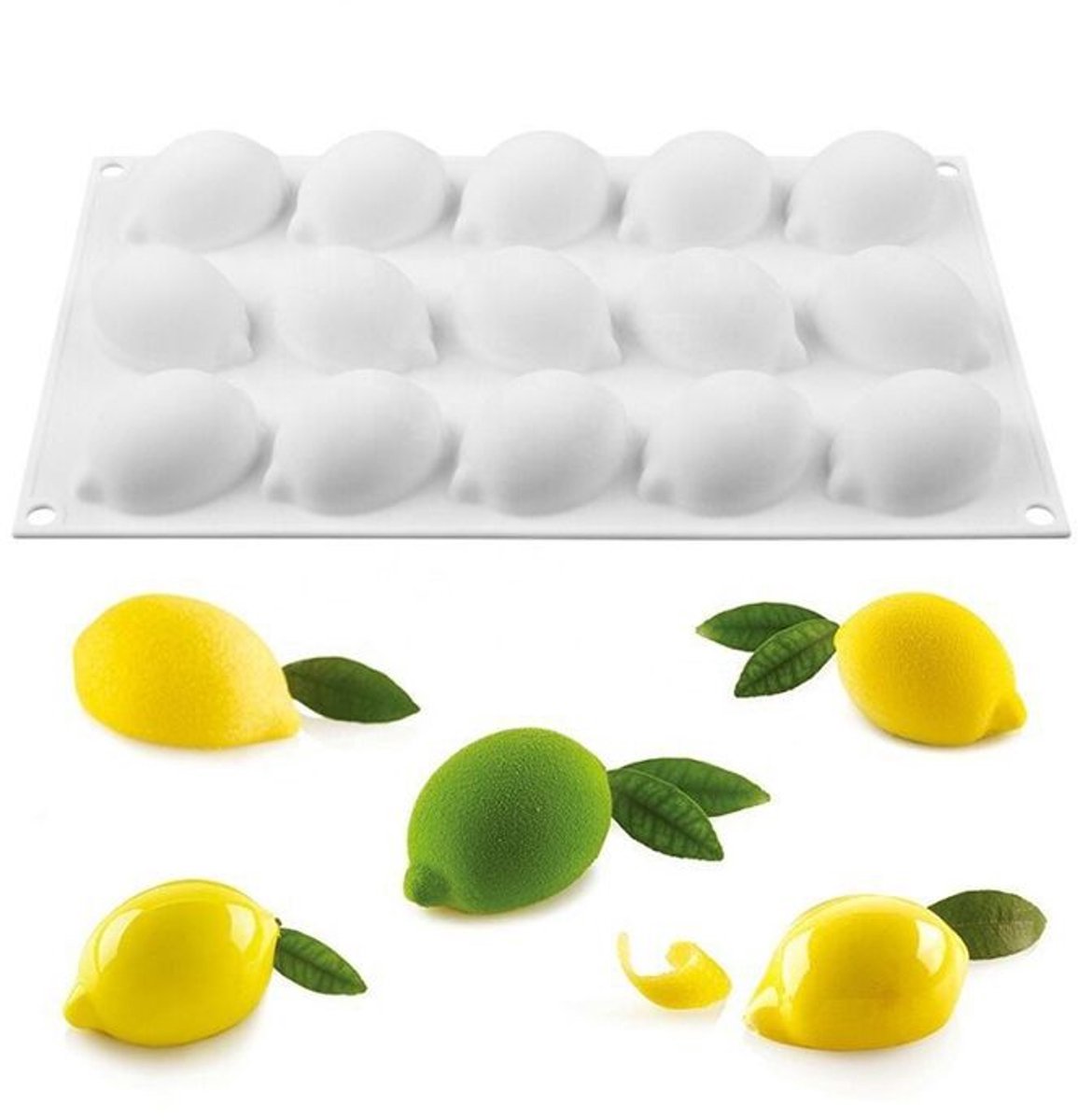 Citroen siliconen vorm, mousse vorm en chocolade vorm - wit
