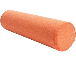 Round Memory Foam Neck Pillow, Cylindrical Cervical Roll Cushion with Linen Zipper, Cushion for Sofa, Armrest Backrest Head Waist Legs Support (Orange,50x15cm)