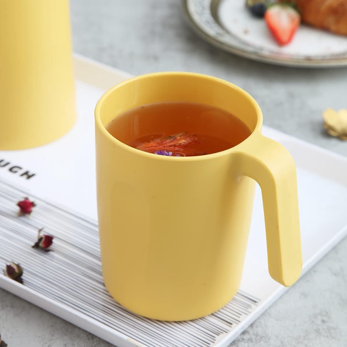 Kyraton Plastic Mokken Set 8 Stuks, Onbreekbaar en Herbruikbaar Lichtgewicht Reizen Koffiemokken Espresso Cups Gemakkelijk mee te nemen en schoon te maken Magnetronbestendig BPA-vrij (Goudgeel) — cadeau in Koken & Dineren - foto 3