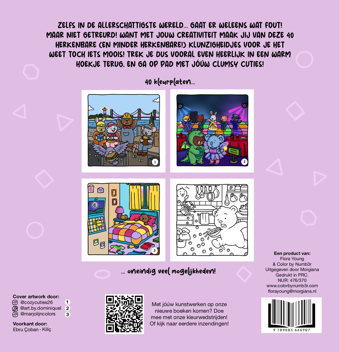 Clumsy Cuties | Flora Young | Cozy Coloring Book Volwassenen | Cozy Kleurboek voor Volwassenen | Kleurboek voor Volwassen — afbeelding 2