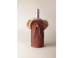 Kywie ® champagnekoeler van schapenvacht – wijnkoeler - 100% natuurlijk – 0,75l – temperatuurbehoudend - geschikt voor champagne, wijn, bourgogne, waterflessen - Terra Suède