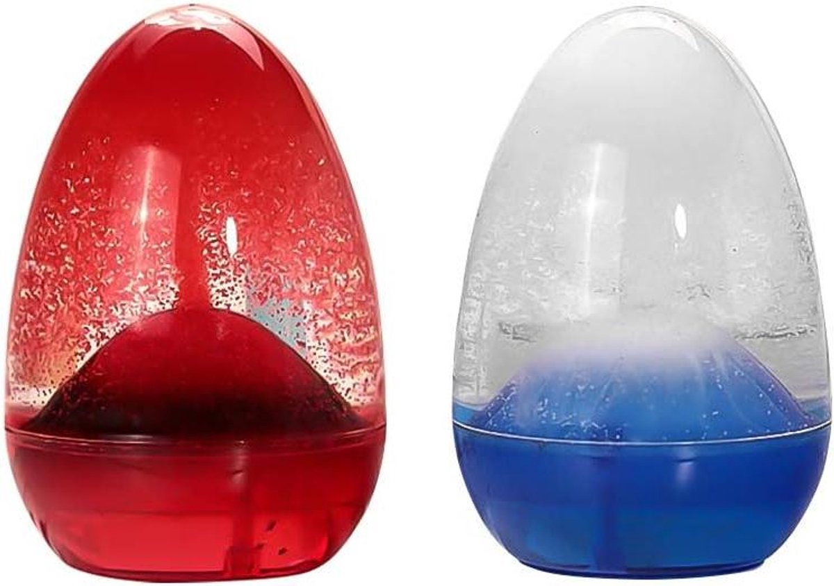 Zandloper Vulkanische Uitbarsting - Zandglas Timer - Decoratie Tafel - Vulkanisch Effect - 6cm x 8.5cm - Blauw Rood