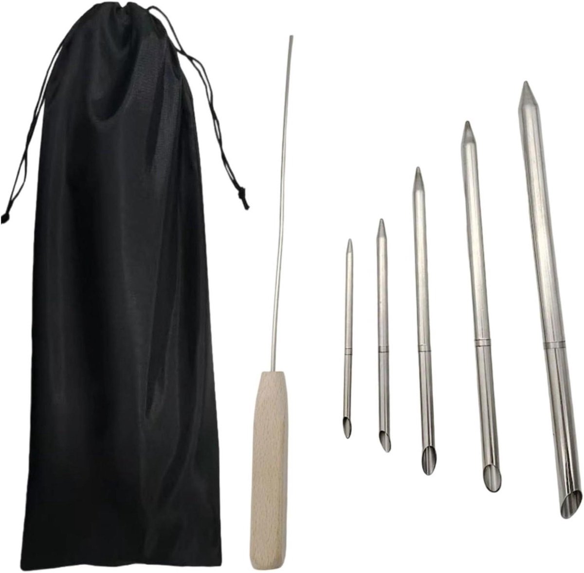 Kabelsplitgereedschap Set - Touwsplijter Naald - Touw Reparatie - Roestvrij Staal - 5 Maten Fids - Zilver