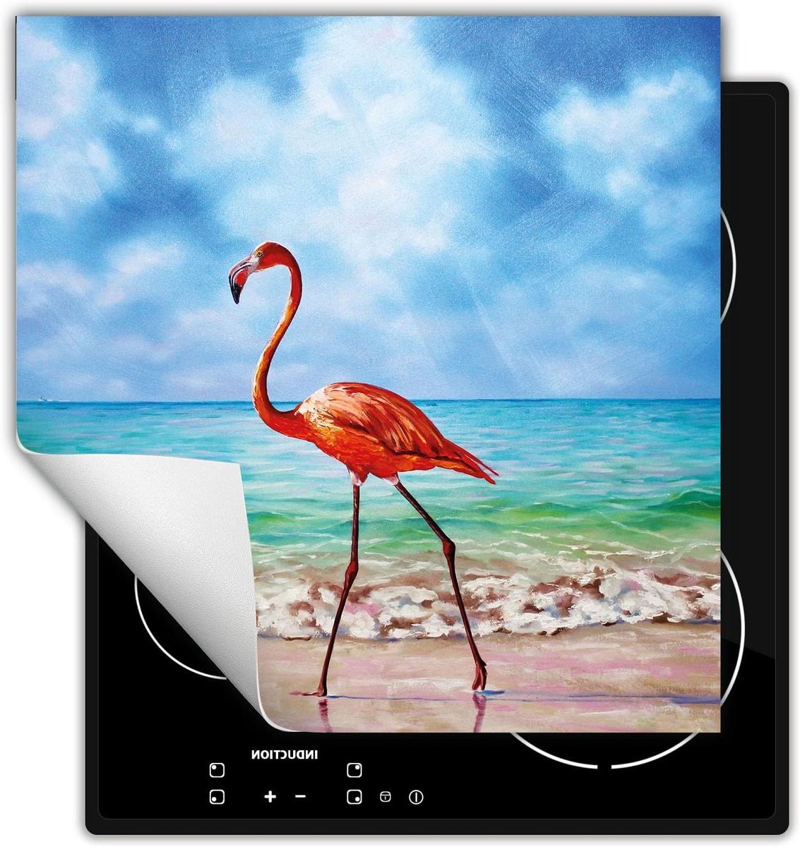 Inductie Beschermer - Kookplaat Mat - Extra Werkruimte - Antislip Vinyl - 50x52 cm - Flamingo