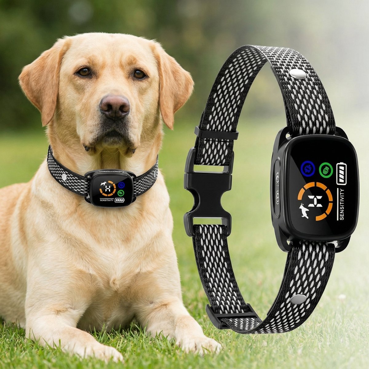 Sogiol® Oplaadbare Slimme Anti Blafband - Huisdiervriendelijke schokvrije anti - Trilling en geluid - Geschikt voor kleine, middelgrote en grote honden