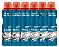 L'Oréal Paris Men Expert Magnesium Defense Deodorant 48H - 150ml - Deodorant Spray - 6 stuks voordeelverpakking