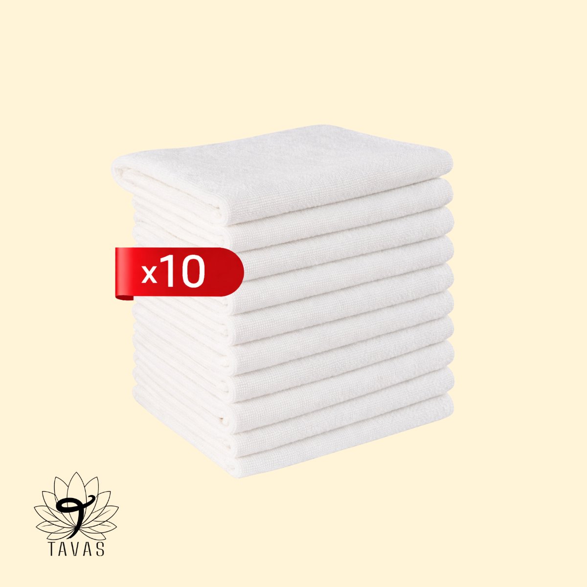 Tavas Harmonie Gastendoekjes 30x50 cm Wit Set van 10 100% Katoen Gastenhanddoek Rechthoek Handdoek Keuken Hotelkwaliteit Gastendoek