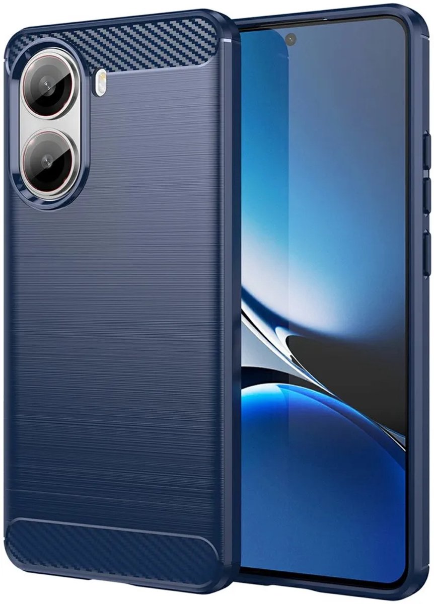 Hoesje geschikt voor Xiaomi Poco X7 Pro - Phonesta Carbon Silicone Back Cover - Blauw
