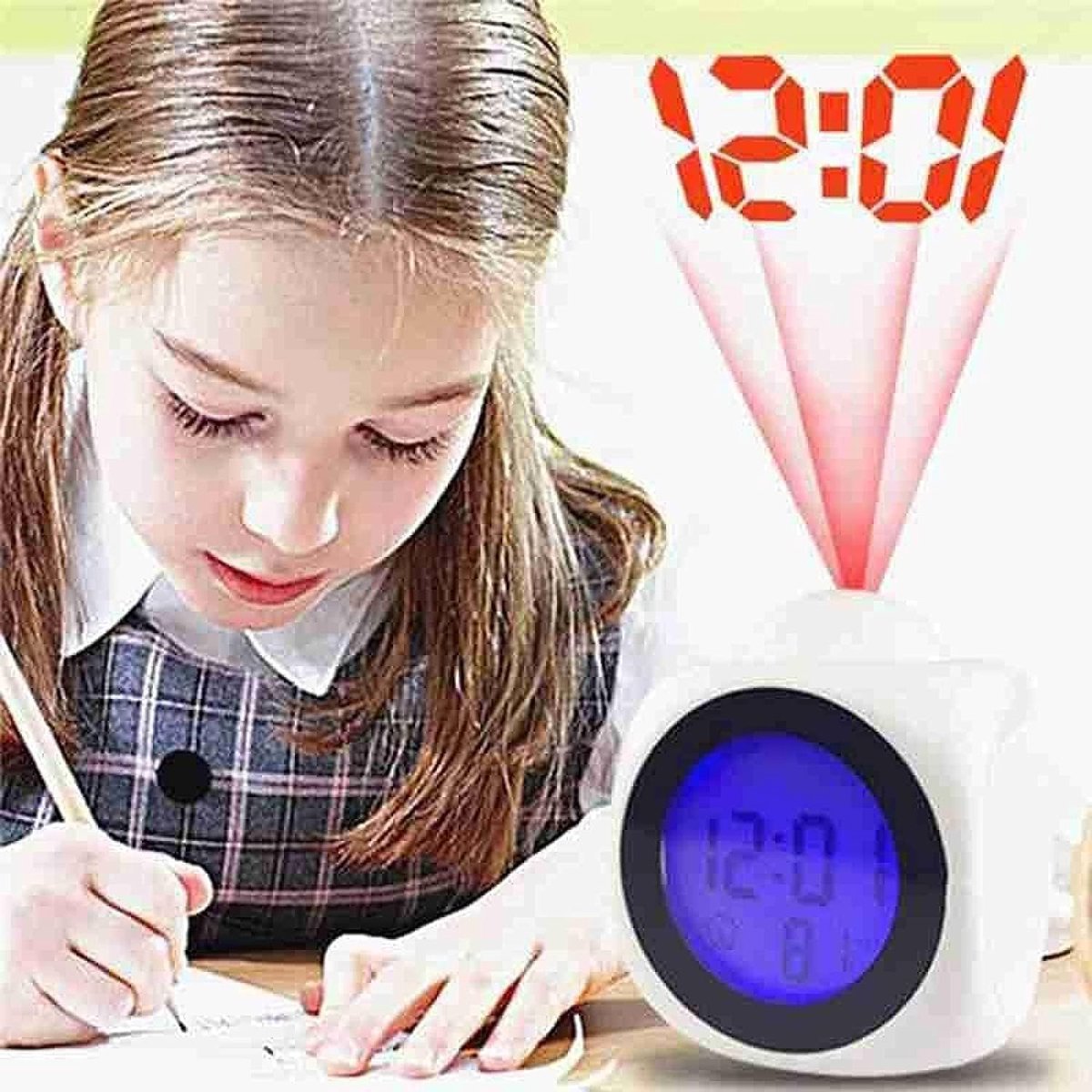 1 stuks -digitale wekker - digitale wekker slaapkamer - digitale wekker kind - digitale wekker met snoer - digitale wekker, op batterijen - digitale wekker op stroom - digitale wekker met projectie - digitale wekker kinderen - digitale wekker- Wit — cadeau in Elektronica - foto 2
