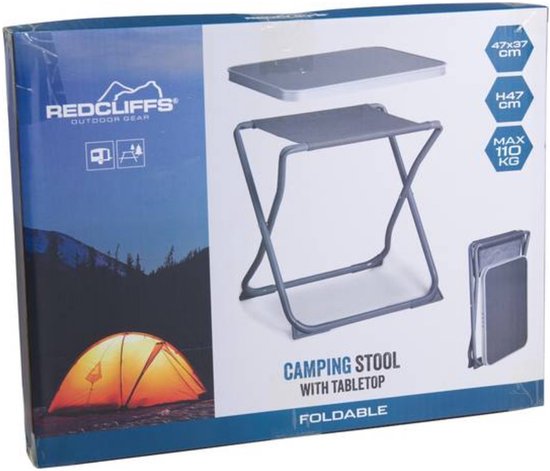 Redcliffs Campingkrukje / tafel - opvouwbaar - metaal - 47 x 37 x 47 cm - incl tafelblad - stoel/kruk van Merkloos — afbeelding 4