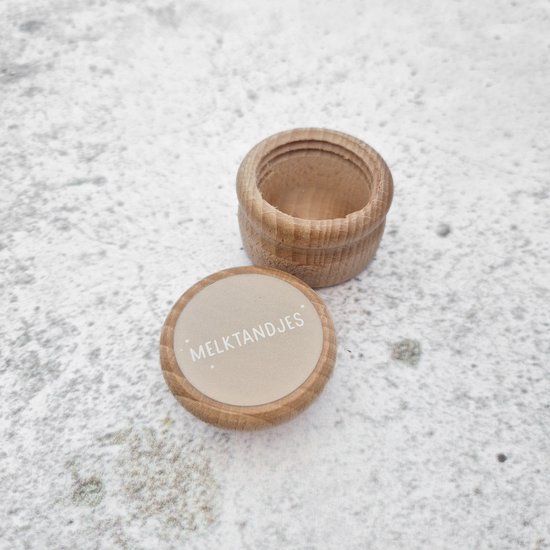 Fien & Feau - Tandendoosje - Hout - Melktandjes - Zand/Nude - opdruk: sticker van Fien & Feau — afbeelding 3