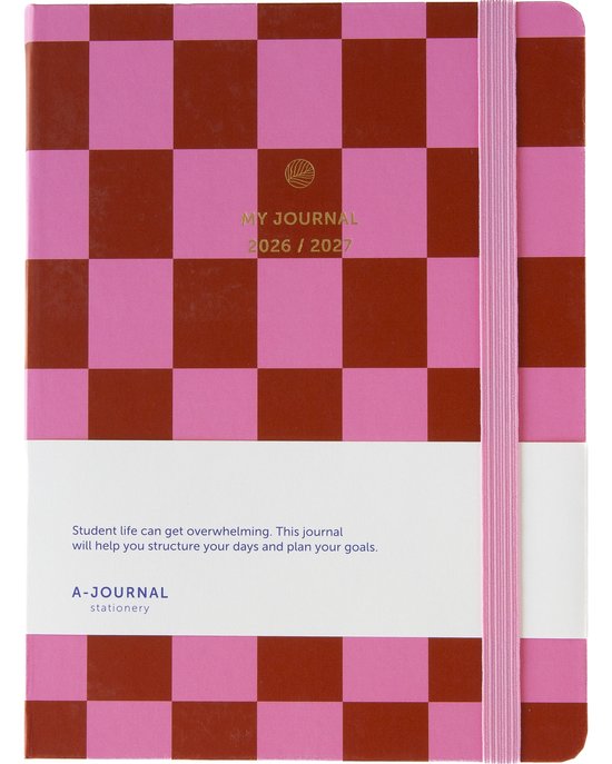 My Journal - Schoolagenda 2026-2027 - A5 - Geruit roze