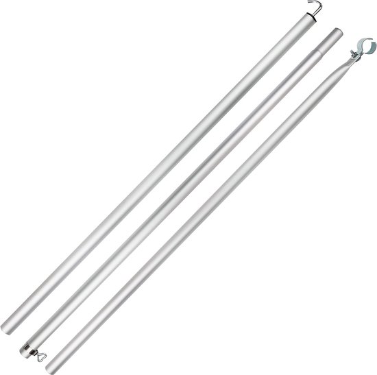 Aluminium Tentstok - Telescoopstang Voortent - Kamperen Buiten - Verstelbaar 3 Delen - 210-290 cm - Zilver van Merkloos	 — afbeelding 2