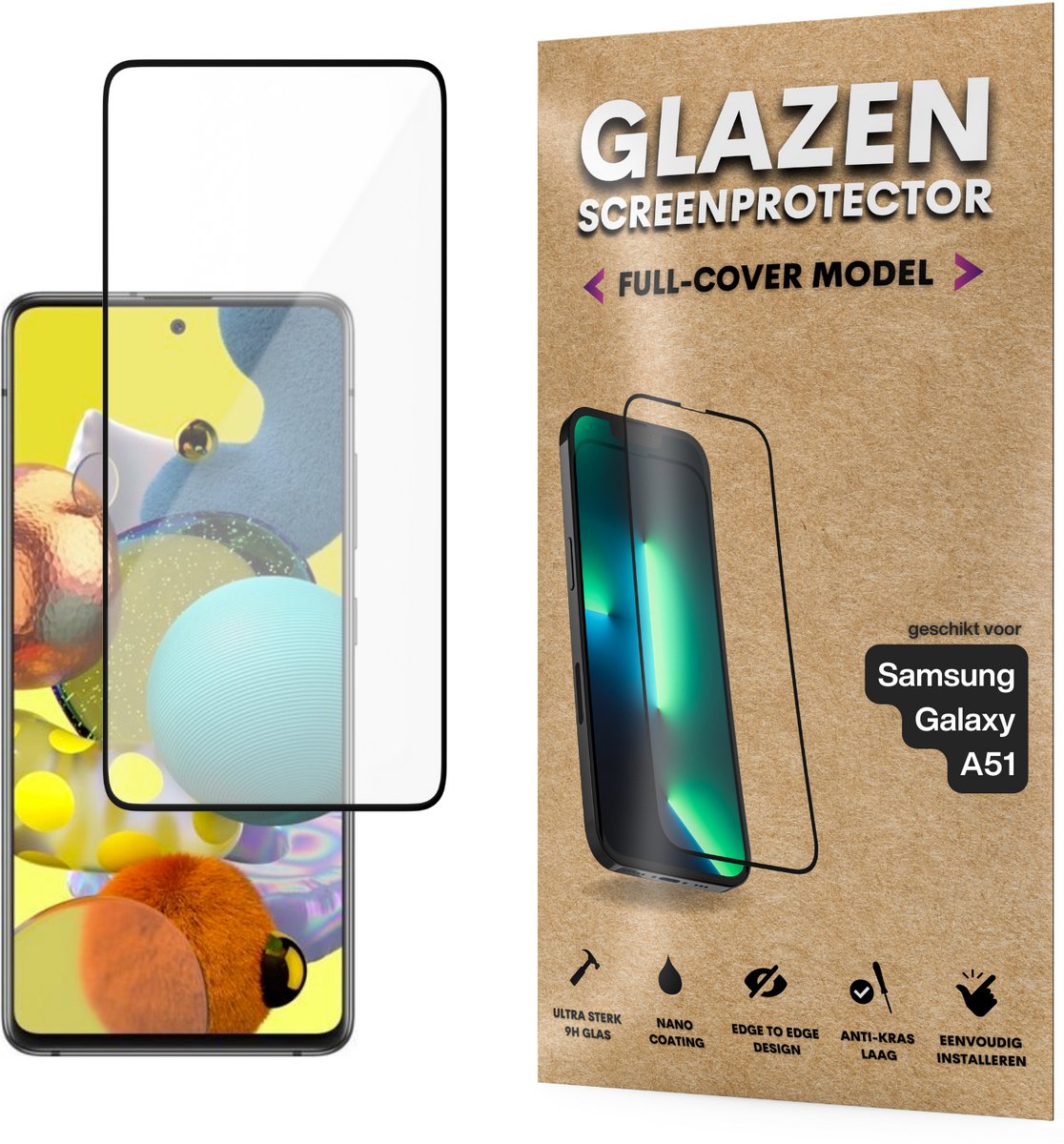 Screenprotector - Geschikt voor Samsung Galaxy A51 - Gehard Glas - Full Cover Tempered Glass - Case Friendly