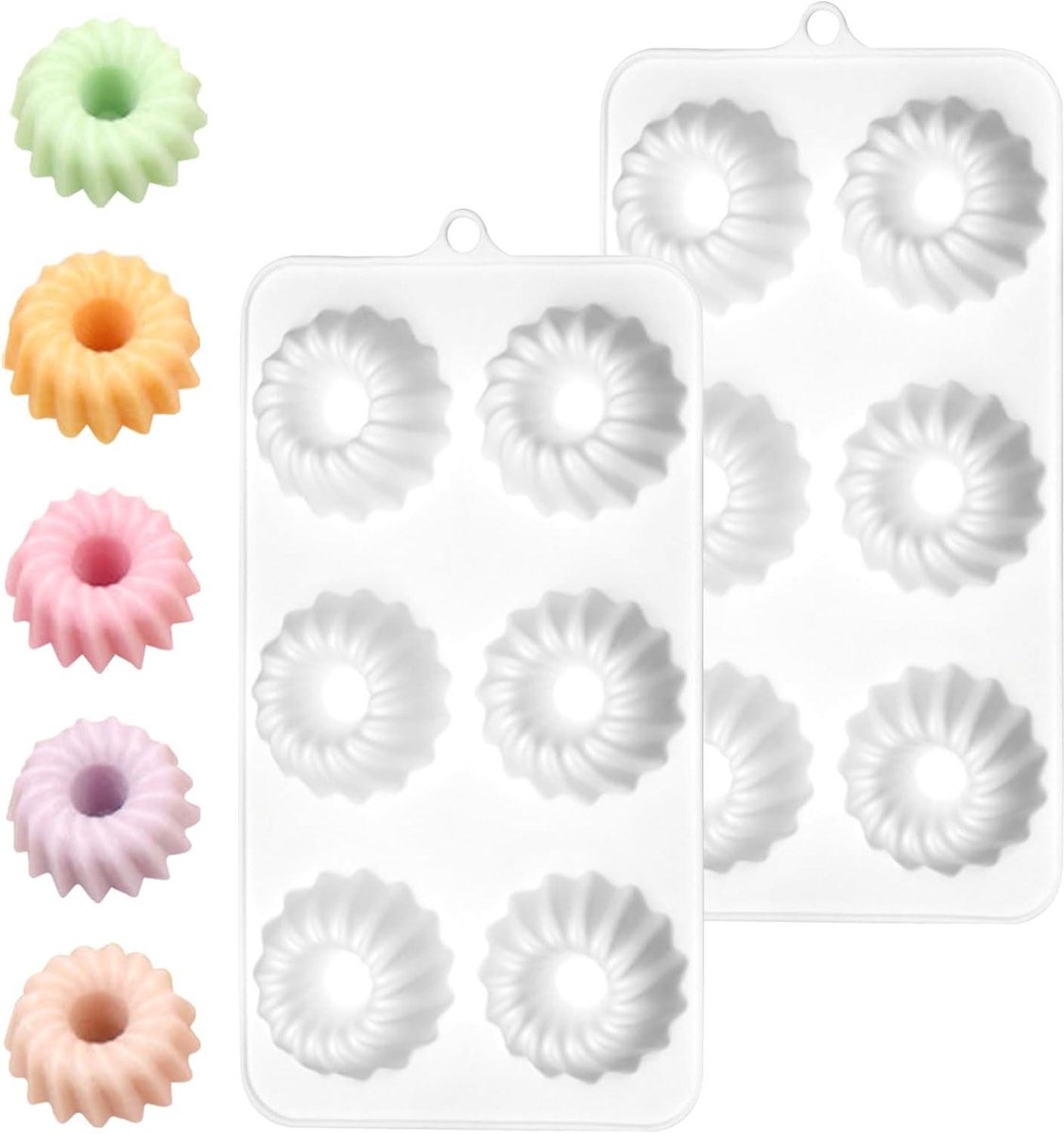 Mini tulband vormen - Kleine cake mallen - Bakken van gebak - Antiaanbaklaag - Set van 2 - Wit